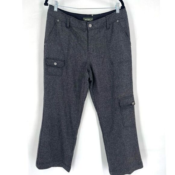 NWT Vintage 90s Eddie Bauer Women's Wool Blend Cargo Pants Gray Size 12 Petite - Picture 1 of 13